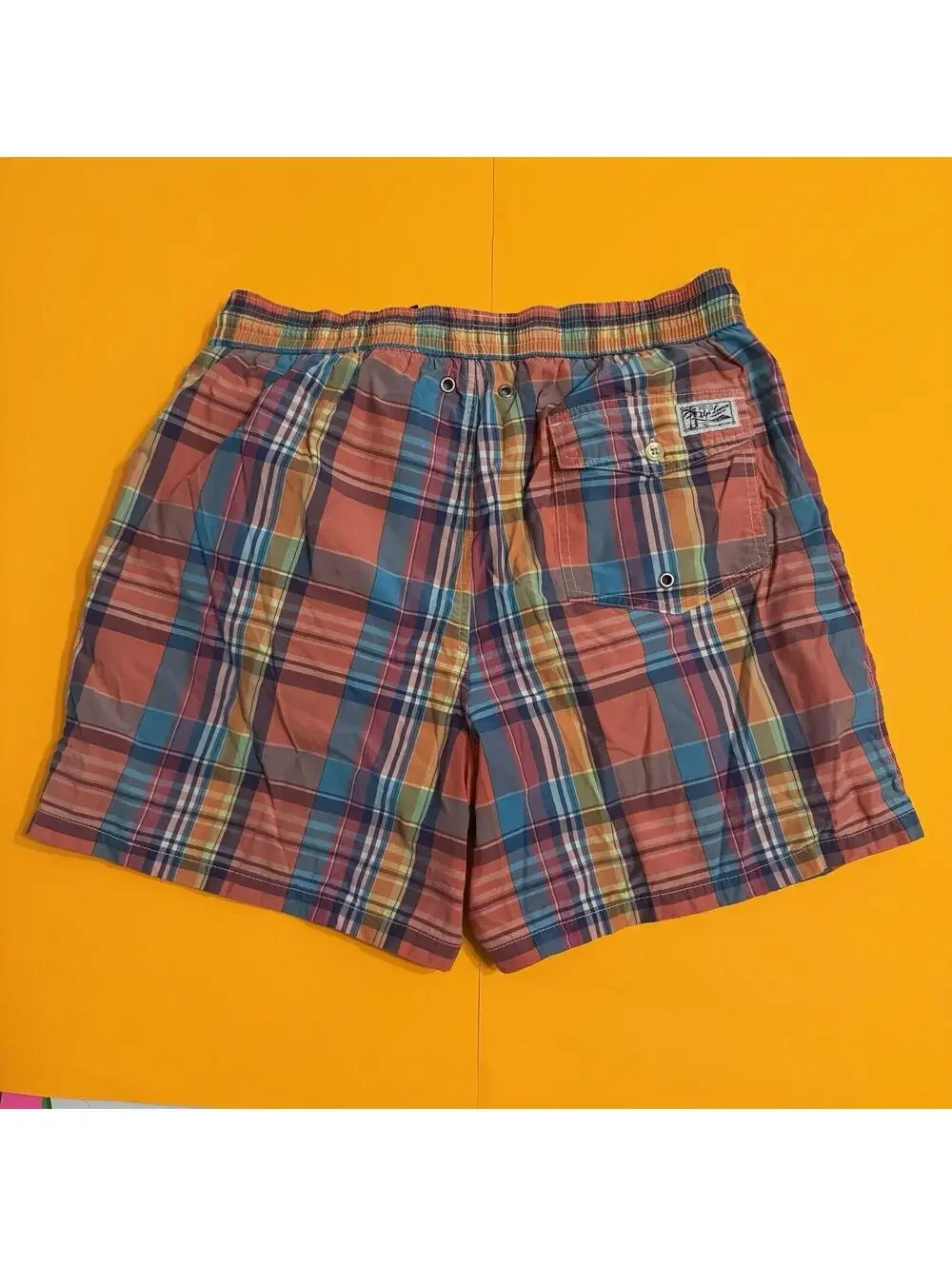 Polo Ralph Lauren Swim Trunks Multicolor Plaid Mesh Lined Cotton Nylon Men’s M - Picture 2 of 8